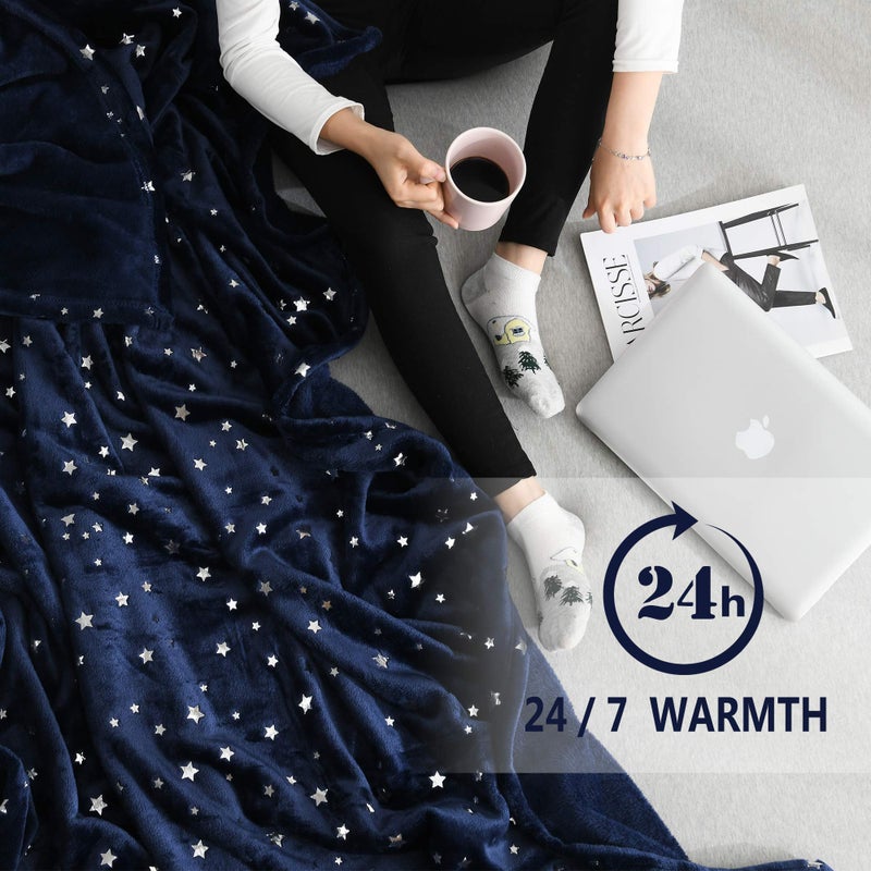 NANPIPER Throw Blanket, Ultra Soft Thick Microplush Bed Blanket, All Season Premium Fluffy Microfiber Fleece Throw for Sofa Couch (Twin Size 65"x80", Navy Blue) - Image 2
